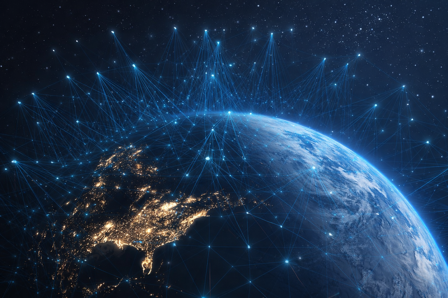 Global satellite network over Earth
