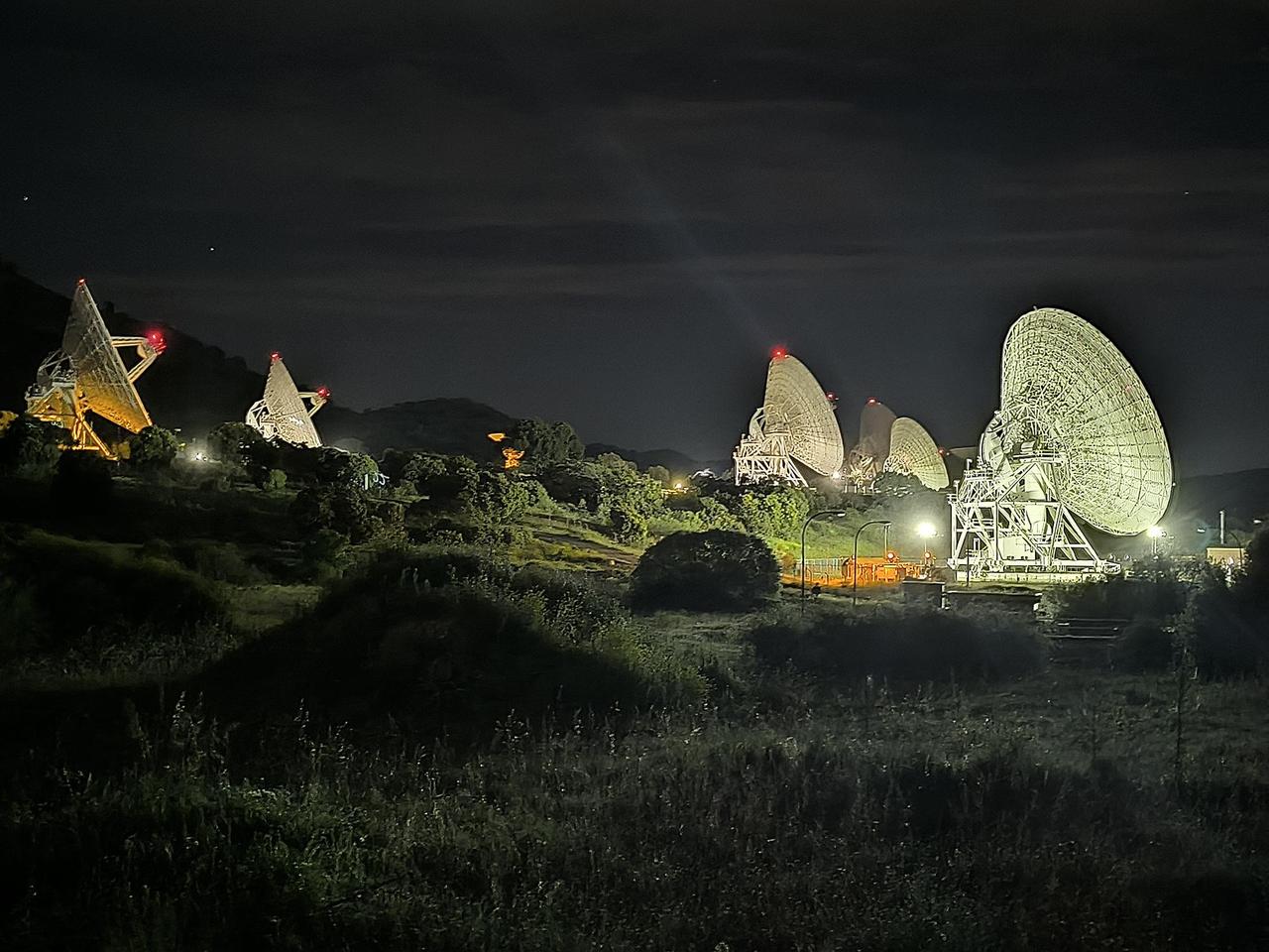 Ground station array at night